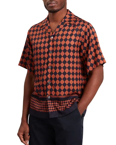 Ted Baker Jirahu Short Sleeve Regular Fit Border Tile Shirt In Multi