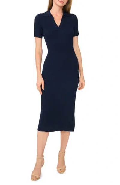 Ted Baker Johnny Collar Ribbed Midi Dress In Blue