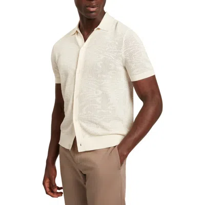 Ted Baker Jorien Short Sleeve Jacquard Knit Button-up Shirt In Neutral