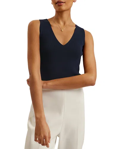 Ted Baker Josiiy V Neck Top In Navy