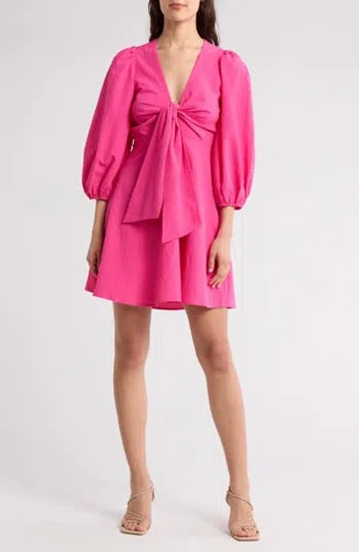 Ted Baker Jozelyn Knot Front Dress In Bright Pink