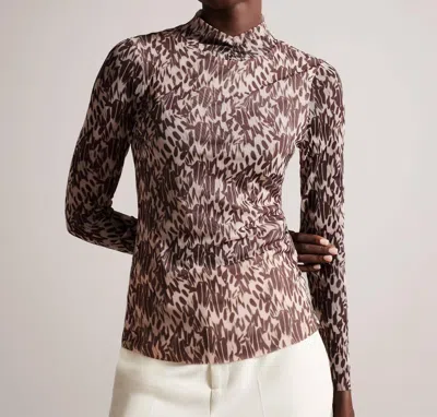 Ted Baker Womens Nude-pink Jumila Graphic-print High-neck Stretch-recycled Polyester Top