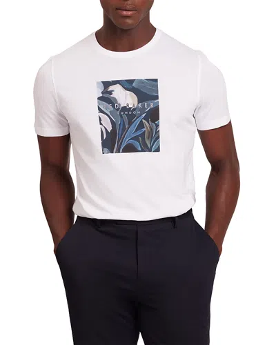 Ted Baker Justino Cotton Graphic Tee In White