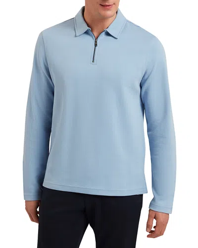 Ted Baker Kalend Textured Quarter Zip Polo Shirt In Blue