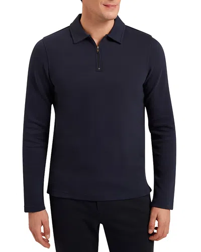 Ted Baker Kalend Textured Quarter Zip Polo Shirt In Navy