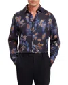 Ted Baker Kalmill Regular Fit Leaf Shadow Print Long Sleeve Shirt In Blue
