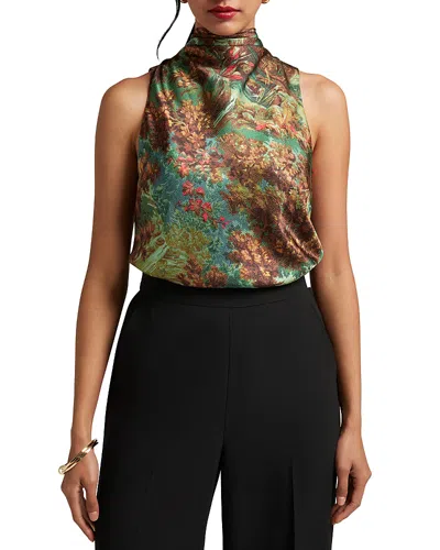 Ted Baker Kalnaa Cowl Neck Top In Green