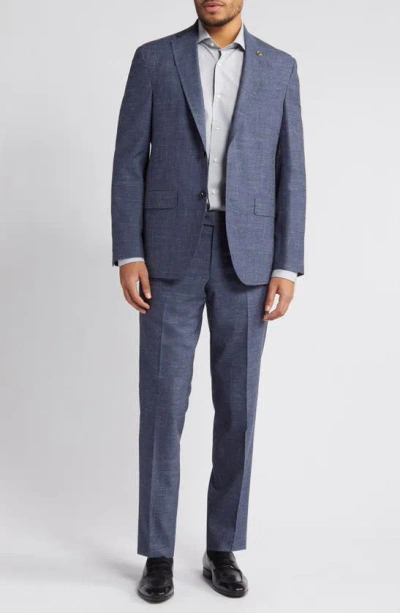 Ted Baker London Karl Slim Fit Slub Wool & Silk Blend Suit In Mid Blue