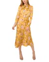 Ted Baker Floral Long Sleeve Satin Midi Dress In Yellow