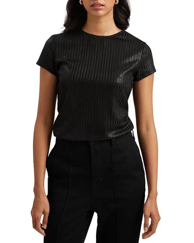 Ted Baker Katrino Metallic Rib Knit Tee In Black