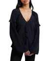 Ted Baker Kayfa Frill Blouse In Navy