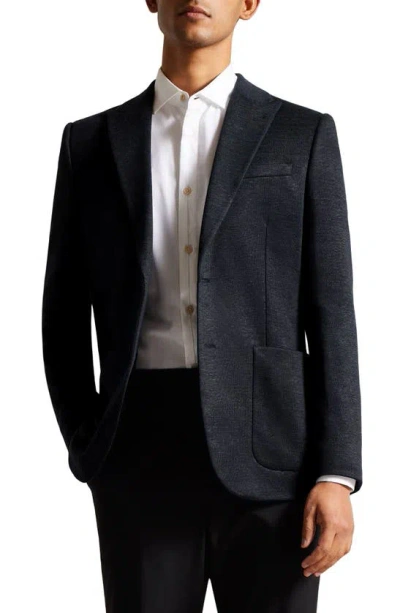 Ted Baker London Keanuj Slim Fit Stretch Linen & Cotton Jersey Blazer In Black