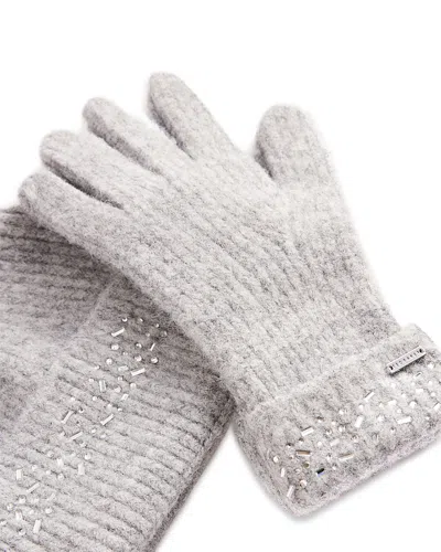 Ted Baker Keriis Rhinestone Knit Hat & Glove Set In Grey