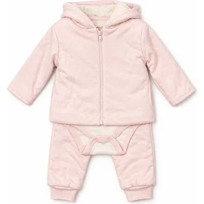 Ted Baker Babies'  Kids' 3-piece Brushed Fleece Hoodie, Bodysuit & Pants Set In Pink