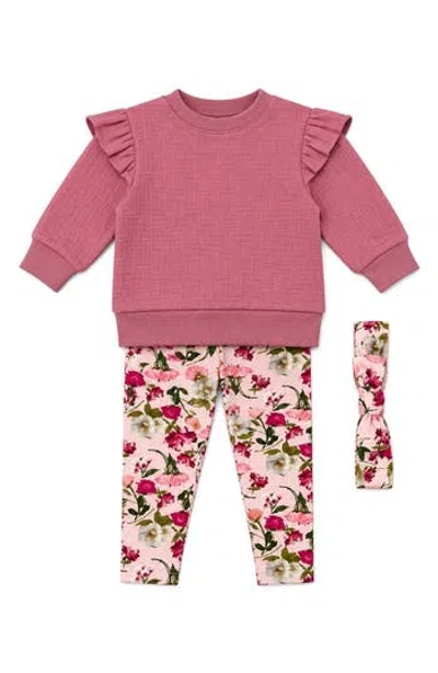Ted Baker Babies'  Kids' 3-piece Ruffle Pullover, Leggings & Headband Set In Pink