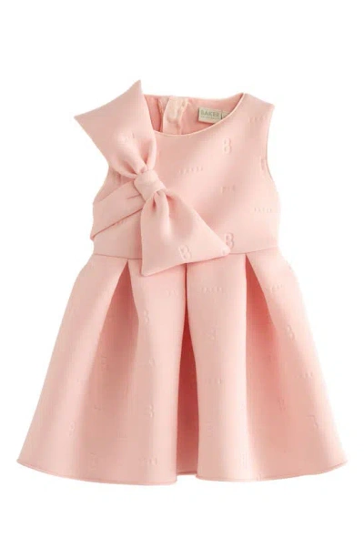 Ted Baker Baker By  Kids' Shoulder Bow Scuba Crepe Dress In Pink