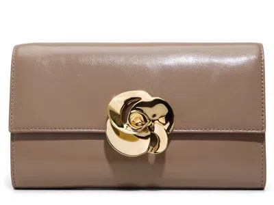 Ted Baker Kira Rose Leather Clutch In Taupe