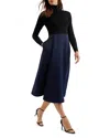 Ted Baker Knit Bodice Wrap Skirt Dress In Black