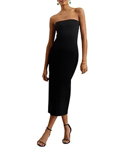 Ted Baker Knitted Strapless Bodycon Midi Dress In Black