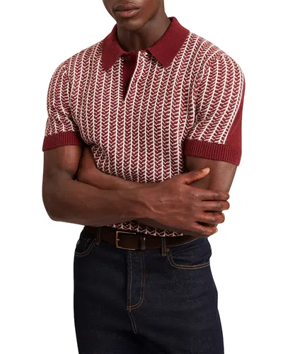 Ted Baker Kolomer Herringbone Texture Polo In Red
