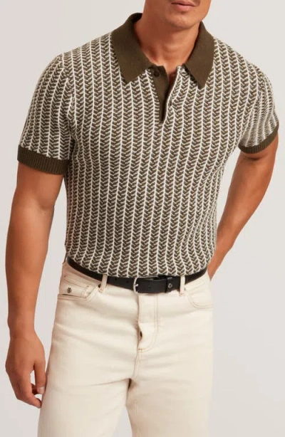 TED BAKER TED BAKER KOLOMER TEXTURED HERRINGBONE POLO