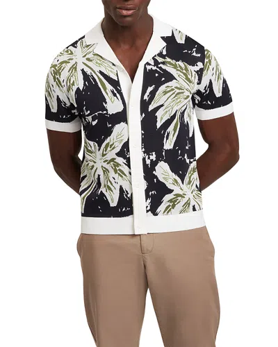 Ted Baker Kyes Knitted Leaf Camp Shirt In Blue