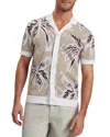 Ted Baker Kyes Short Sleeve Knitted Leaf Regular Fit Button Down Shirt In Neutral