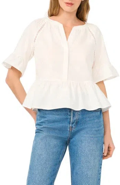 Ted Baker Lace Insert Peplum Top In White