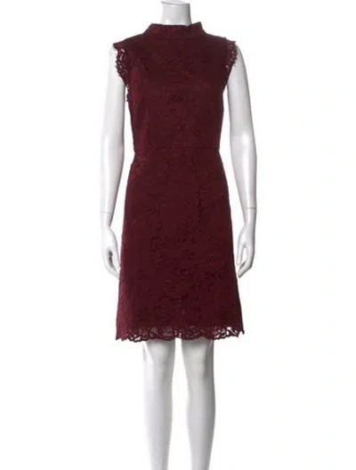 Pre-owned Ted Baker Lace Mini Dress In Burgundy