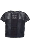 Ted Baker Lace Panelled Black Top In Navy