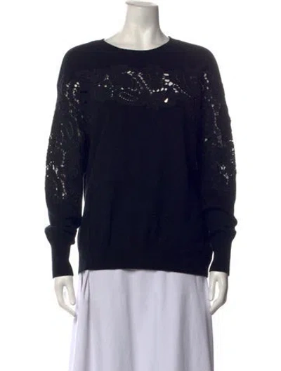 Pre-owned Ted Baker Lace Pattern Crew Neck Sweater In Black