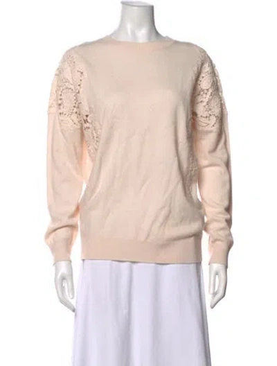 Pre-owned Ted Baker Lace Pattern Crew Neck Sweater In Pink