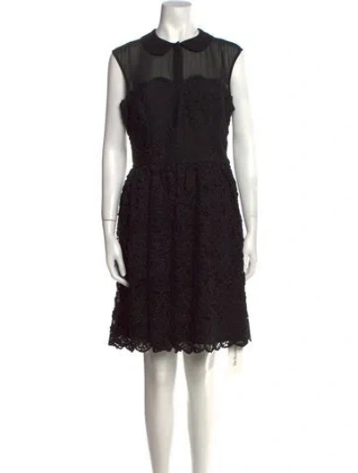 Pre-owned Ted Baker Lace Pattern Knee-length Dress In Black