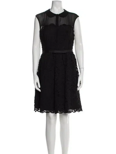 Pre-owned Ted Baker Lace Pattern Knee-length Dress In Black