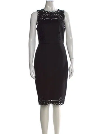 Pre-owned Ted Baker Lace Pattern Knee-length Dress In Black