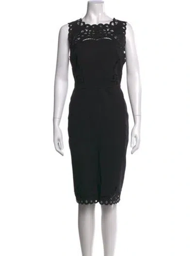 Pre-owned Ted Baker Lace Pattern Knee-length Dress In Black