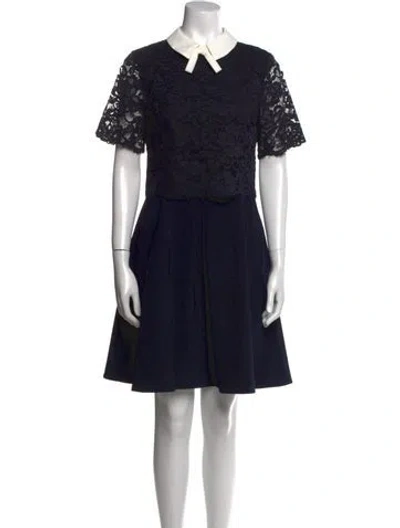 Pre-owned Ted Baker Lace Pattern Knee-length Dress In Blue