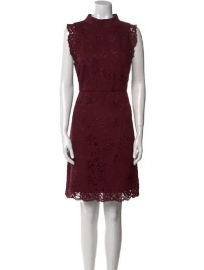 Pre-owned Ted Baker Lace Pattern Knee-length Dress In Burgundy