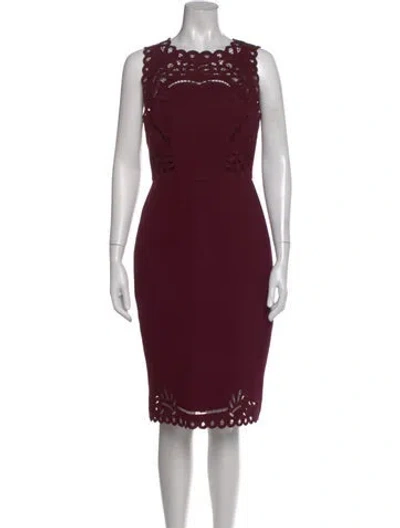Pre-owned Ted Baker Lace Pattern Knee-length Dress In Burgundy