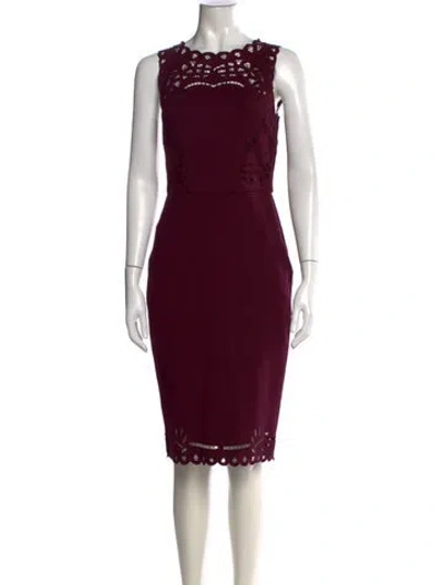 Pre-owned Ted Baker Lace Pattern Knee-length Dress In Burgundy