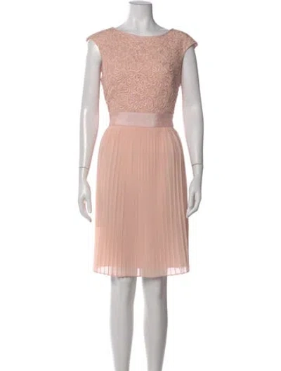 Pre-owned Ted Baker Lace Pattern Knee-length Dress In Neutral