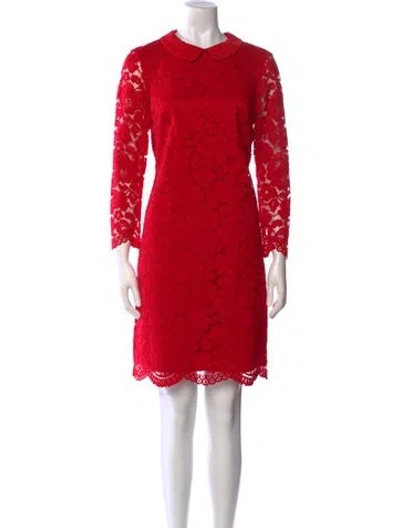Pre-owned Ted Baker Lace Pattern Knee-length Dress In Red