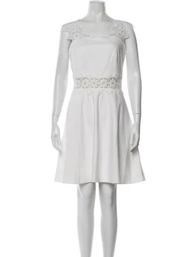 Pre-owned Ted Baker Lace Pattern Knee-length Dress In White