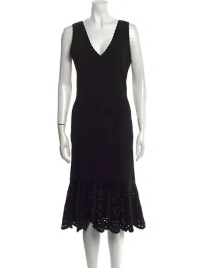 Pre-owned Ted Baker Lace Pattern Midi Length Dress In Black