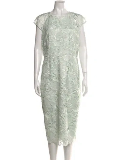 Pre-owned Ted Baker Lace Pattern Midi Length Dress In Green