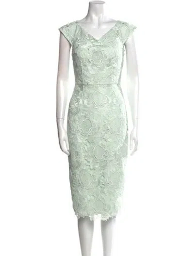 Pre-owned Ted Baker Lace Pattern Midi Length Dress In Green