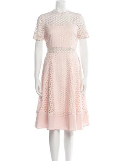 Pre-owned Ted Baker Lace Pattern Midi Length Dress In Pink