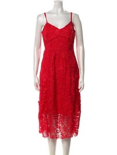 Pre-owned Ted Baker Lace Pattern Midi Length Dress In Red