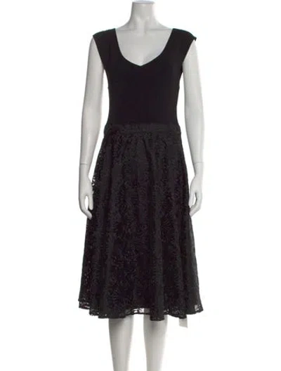 Pre-owned Ted Baker Lace Pattern Midi Length Dress W/ Tags In Black