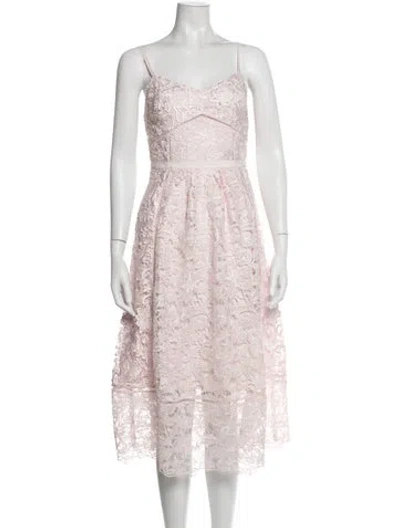 Pre-owned Ted Baker Lace Pattern Midi Length Dress W/ Tags In Pink